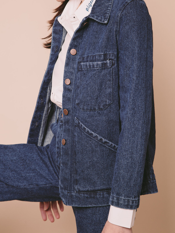 Carleen Triangle Pocket Jacket - Blue Carleen Triangle Pocket Jacket - Blue
