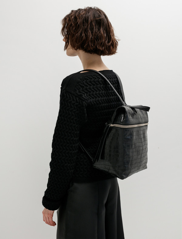 Kara Womens Embossed Crocodile Backpack Kara Womens Embossed Crocodile Backpack