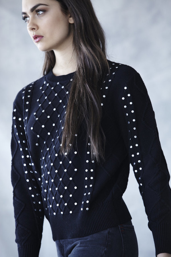 Callahan Studded Cableknit Sweater Callahan Studded Cableknit Sweater