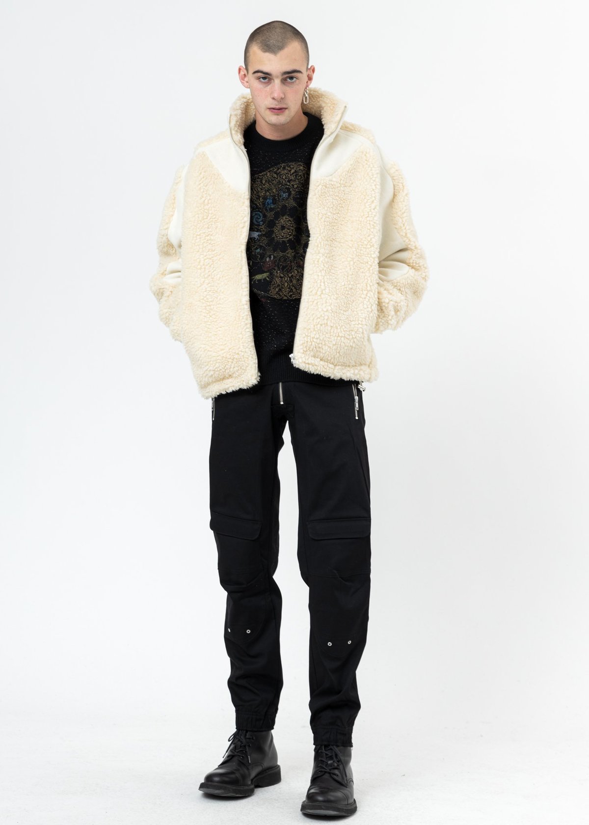 GMBH Two Tone Fleece Jacket - Off White 
