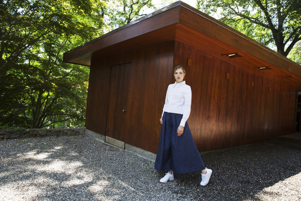 UNIFORME Caro Palazzo Pants - Holland & Sherry Indigo Stripe Linen UNIFORME Caro Palazzo Pants - Holland & Sherry Indigo Stripe Linen