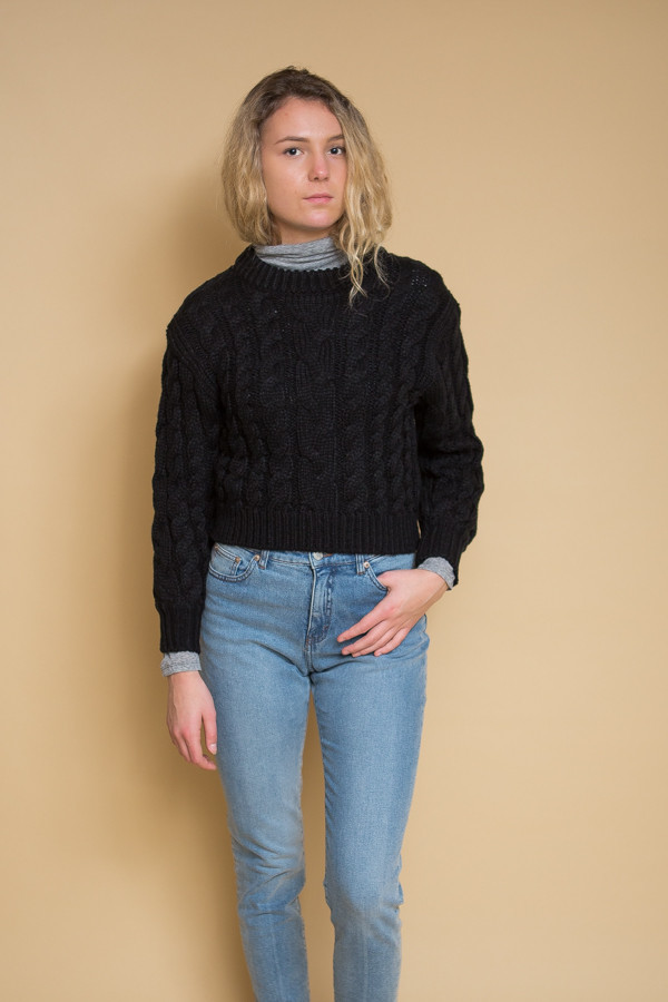 Callahan Braid Crop Sweater - Black Callahan Braid Crop Sweater - Black