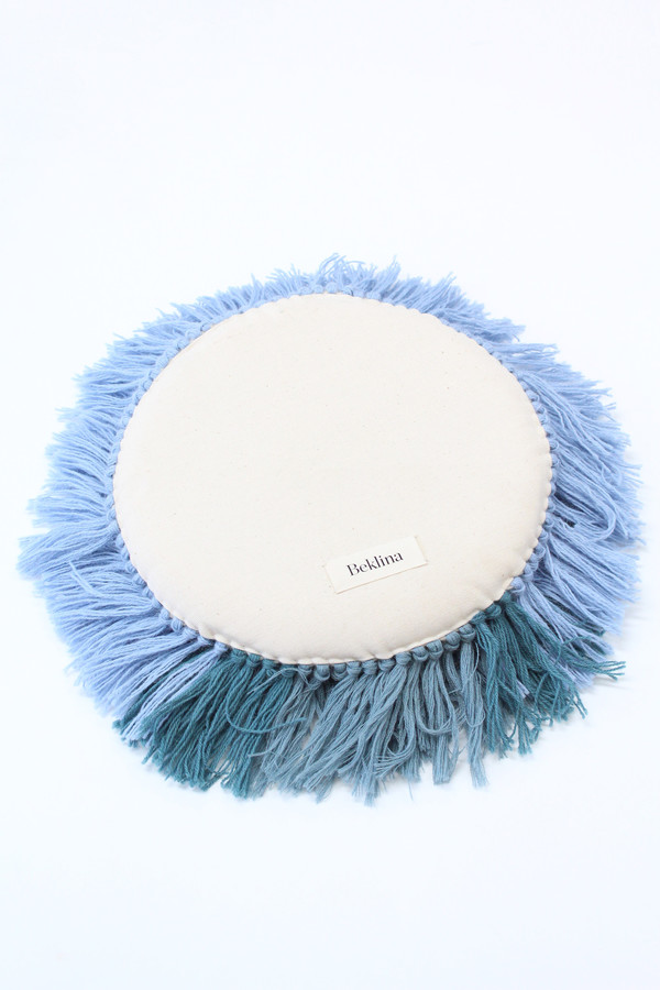 Artist Alpaca Handmade Fringe Pillows Large Blue Mix Artist Alpaca Handmade Fringe Pillows Large Blue Mix