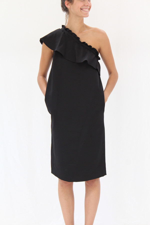 Apiece Apart Reina One Arm Ruffle Dress Black Apiece Apart Reina One Arm Ruffle Dress Black