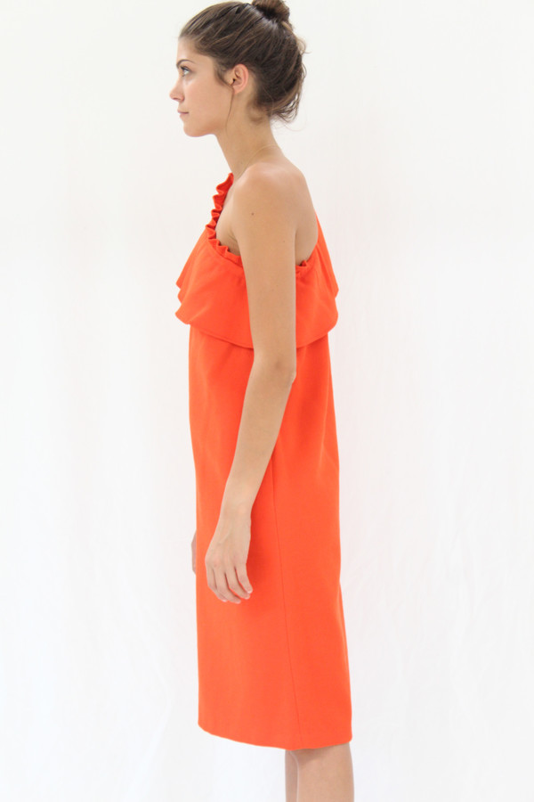 Apiece Apart Reina One Arm Ruffle Dress Persimmon Apiece Apart Reina One Arm Ruffle Dress Persimmon