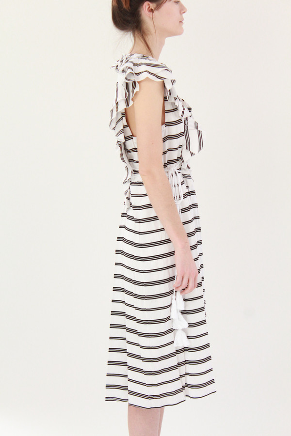 Apiece Apart San Rafael Midi Ruffle Dress Triple Stripe Apiece Apart San Rafael Midi Ruffle Dress Triple Stripe