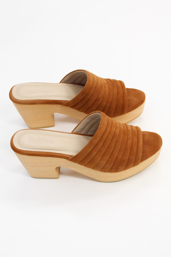 Beklina Suede Ribbed Clog Whiskey Beklina Suede Ribbed Clog Whiskey