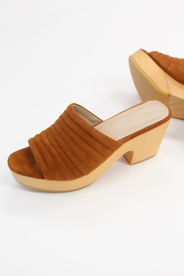 Beklina Suede Ribbed Clog Whiskey Beklina Suede Ribbed Clog Whiskey