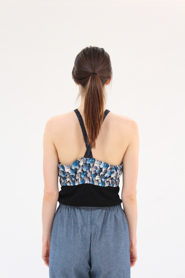 Hui Hui Beach Top Romantic Mesh Print Blue Hui Hui Beach Top Romantic Mesh Print Blue