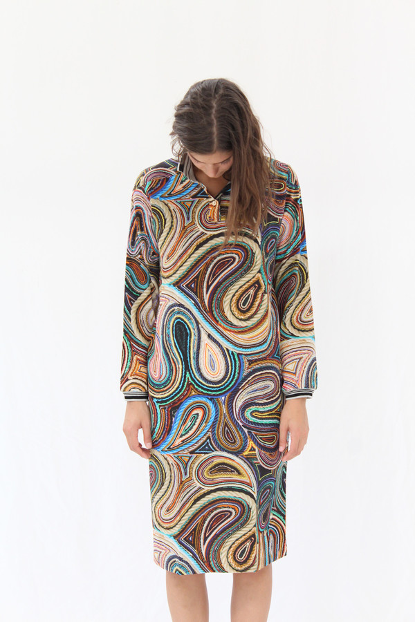 Hui Hui Polo Dress Silk String Paisley Hui Hui Polo Dress Silk String Paisley