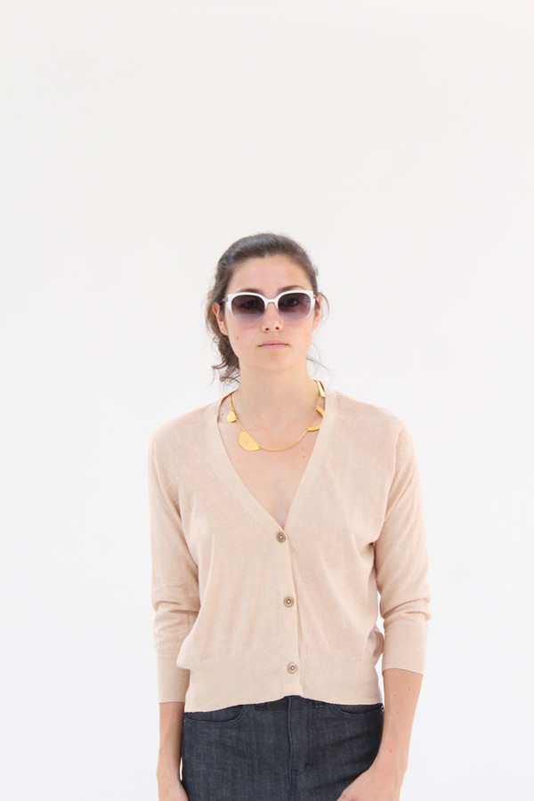 Beklina 3/4 Cotton Knit Cardigan Cashew Beklina 3/4 Cotton Knit Cardigan Cashew