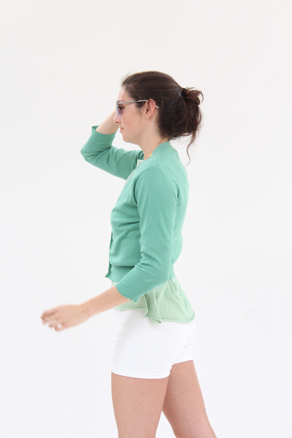 Lina Rennell 3/4 Cotton Knit Cardigan Jade Lina Rennell 3/4 Cotton Knit Cardigan Jade