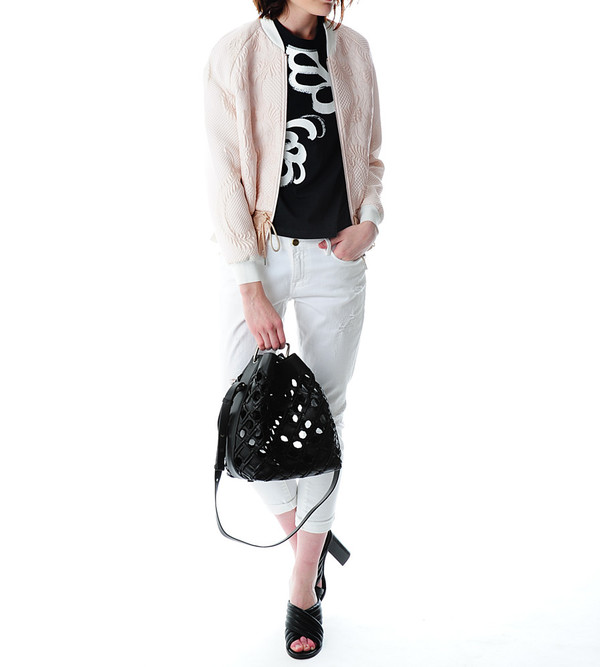 3.1 Phillip Lim Cloque Bomber with Drawstring Cinched Hem 3.1 Phillip Lim Cloque Bomber with Drawstring Cinched Hem