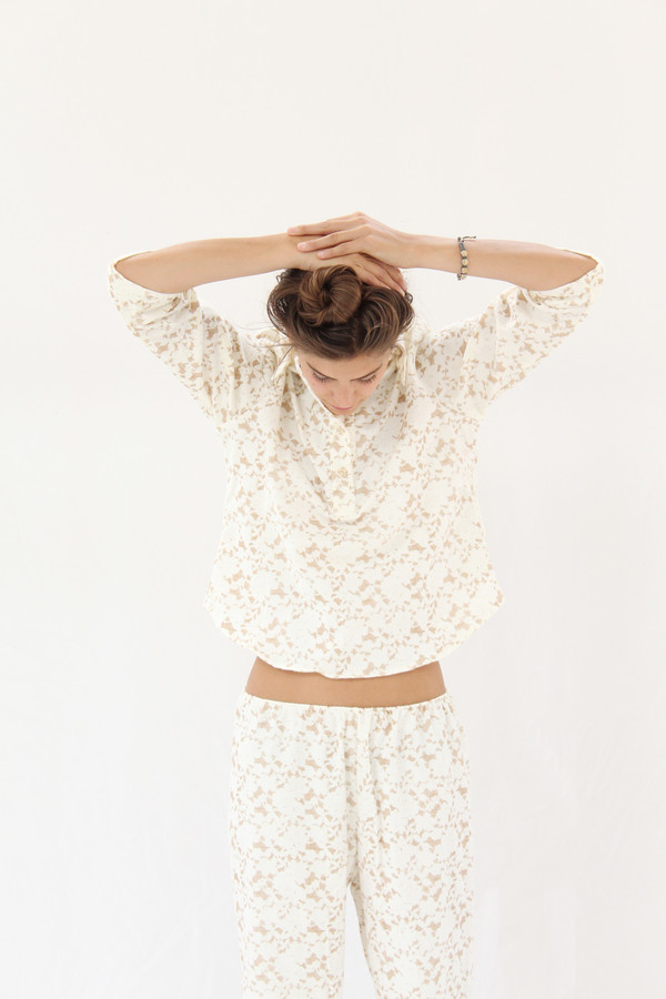 Beklina Organic Cotton Flannel Pajama Set / Brown Lace Beklina Organic Cotton Flannel Pajama Set / Brown Lace