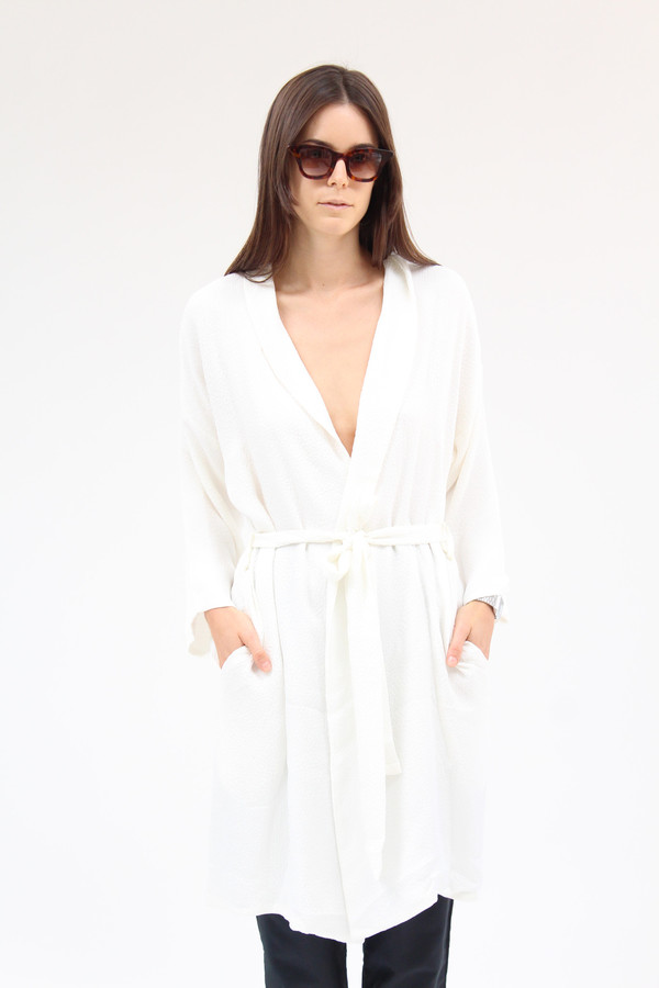 Beklina Silk Robe Texture White Beklina Silk Robe Texture White