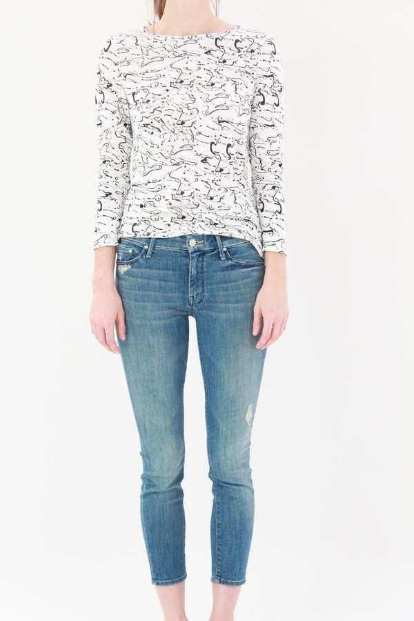 Mother Denim The Looker Crop Graffiti Girl Mother Denim The Looker Crop Graffiti Girl