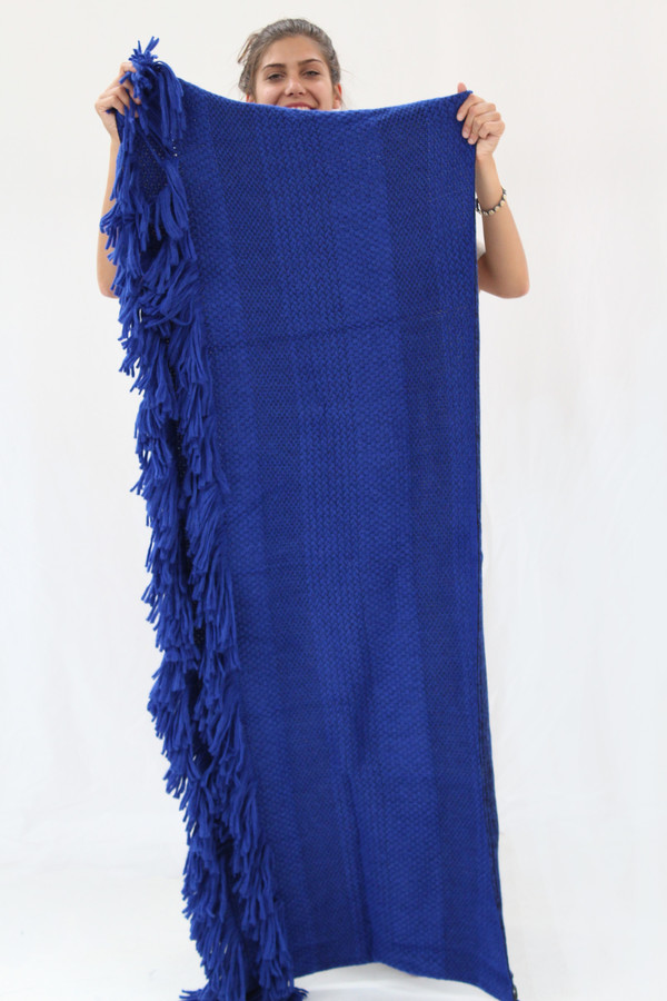 Rachel Comey Fringe Scarf / Wrap In Blue Or Grey Rachel Comey Fringe Scarf / Wrap In Blue Or Grey