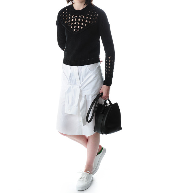 3.1 Phillip Lim Crewneck Pullover Sweater With Pointelle Stitch 3.1 Phillip Lim Crewneck Pullover Sweater With Pointelle Stitch