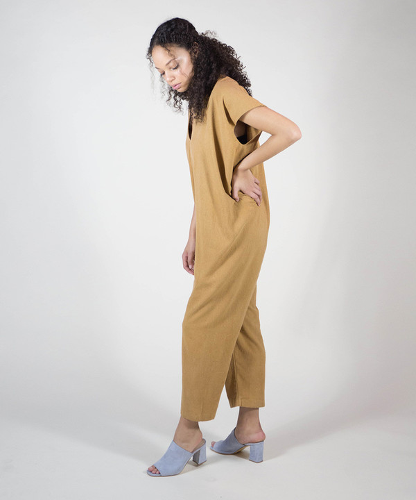 Miranda Bennett Camel Everyday Jumpsuit Miranda Bennett Camel Everyday Jumpsuit