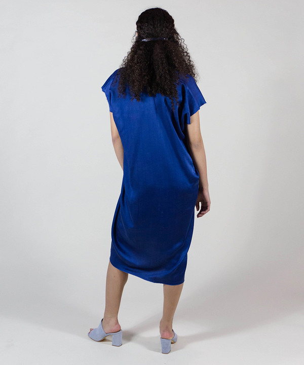 Miranda Bennett Indigo Silk Charmeuse Everyday Dress Miranda Bennett Indigo Silk Charmeuse Everyday Dress