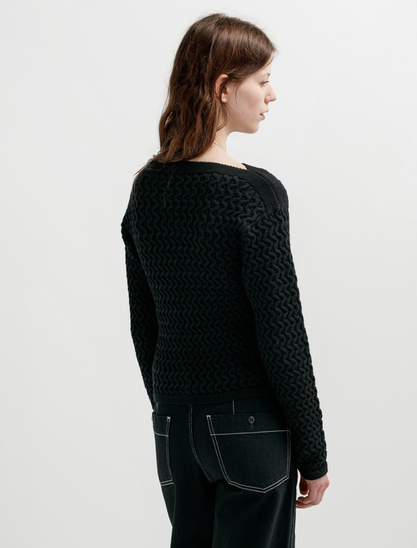 Lemaire Fitted Cable Knit Sweater - Black Lemaire Fitted Cable Knit Sweater - Black