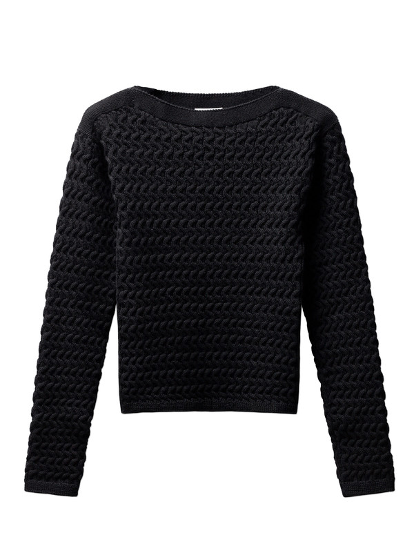 Lemaire Fitted Cable Knit Sweater - Black Lemaire Fitted Cable Knit Sweater - Black