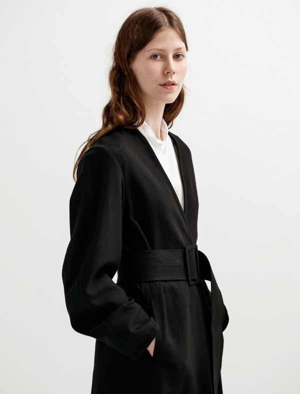 Lemaire Womens Wrapover Coat Black Lemaire Womens Wrapover Coat Black