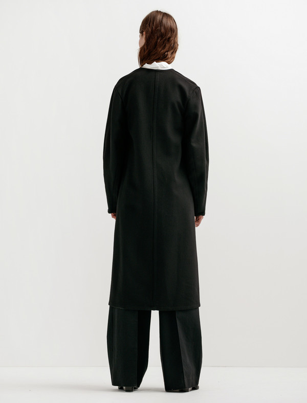 Lemaire Womens Wrapover Coat Black Lemaire Womens Wrapover Coat Black