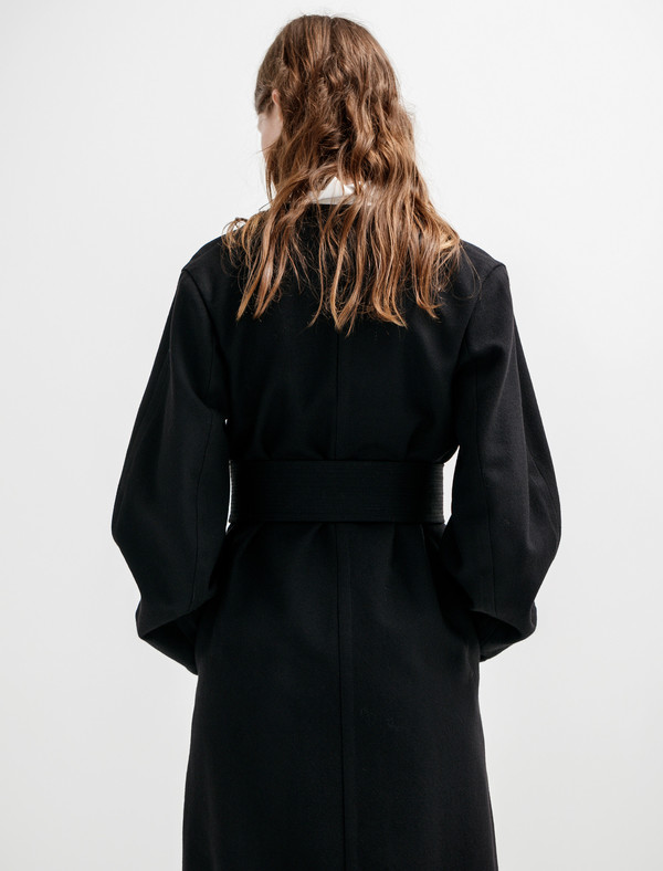 Lemaire Womens Wrapover Coat Black Lemaire Womens Wrapover Coat Black