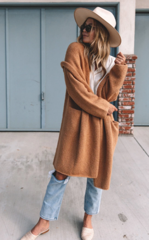 love stitch aria hooded two pocket cozy open cardigan sweater