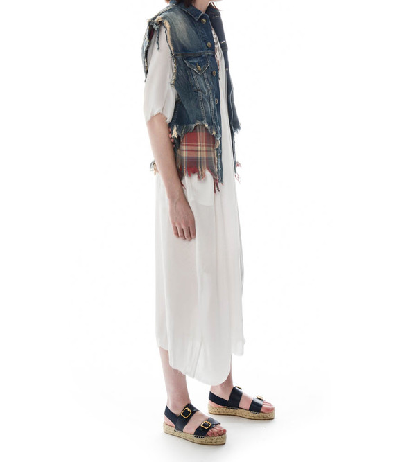 R13 Double Denim Vest with Plaid R13 Double Denim Vest with Plaid