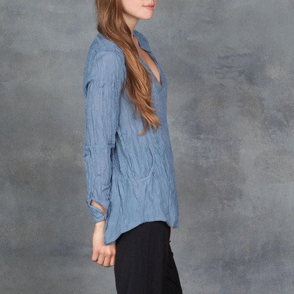 Go Silk Go India Silk Long Sleeve Blouse Go Silk Go India Silk Long Sleeve Blouse