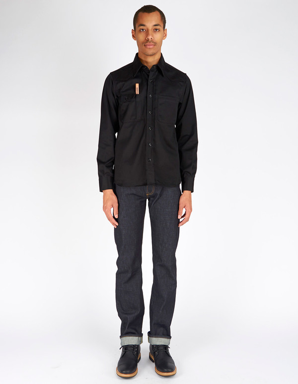 Men's Tellason Topper Shirt Black Japanese Twill Men's Tellason Topper Shirt Black Japanese Twill