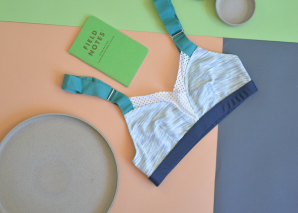 VPL Stripe B Bra: Space Dye Mint VPL Stripe B Bra: Space Dye Mint