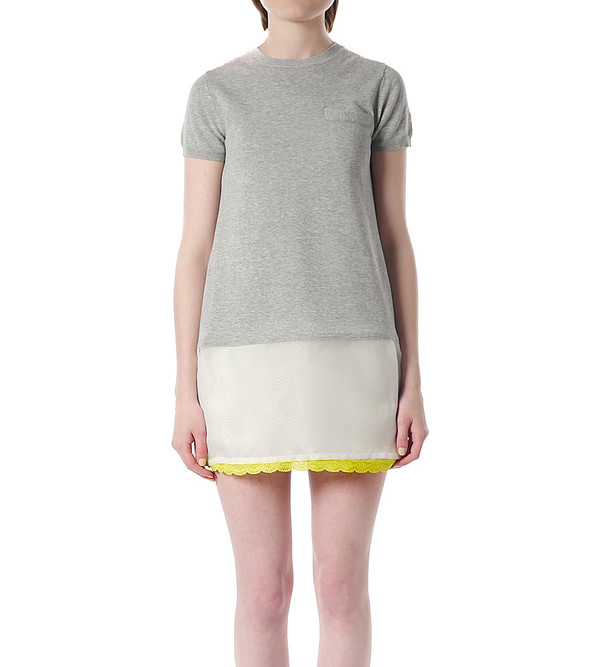 Sacai Luck Knit Dress with Yellow Lace Sacai Luck Knit Dress with Yellow Lace