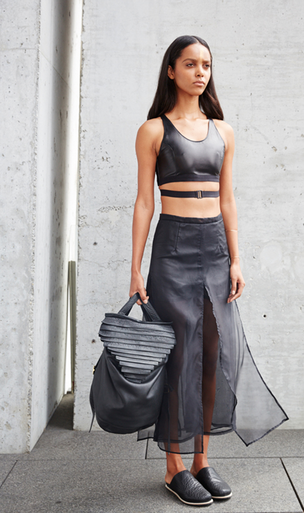 Collina Strada Virgin Islands Bralette Black Leather Collina Strada Virgin Islands Bralette Black Leather