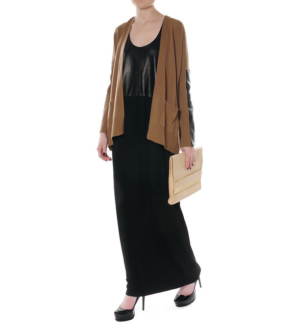 Mason By Michelle Mason Leather Front Jersey Dress Mason By Michelle Mason Leather Front Jersey Dress