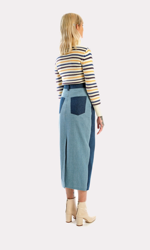 Kurt Lyle Casey Denim Skirt in Competing Denim Kurt Lyle Casey Denim Skirt in Competing Denim