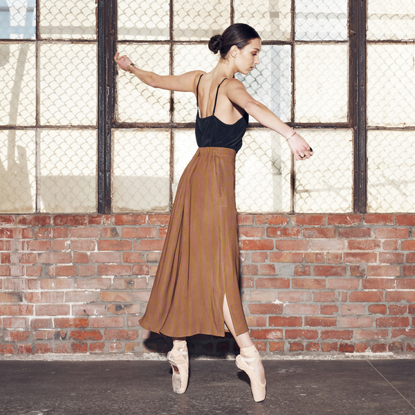 Ali Golden BUTTON-DOWN SKIRT - RUST STRIPE Ali Golden BUTTON-DOWN SKIRT - RUST STRIPE