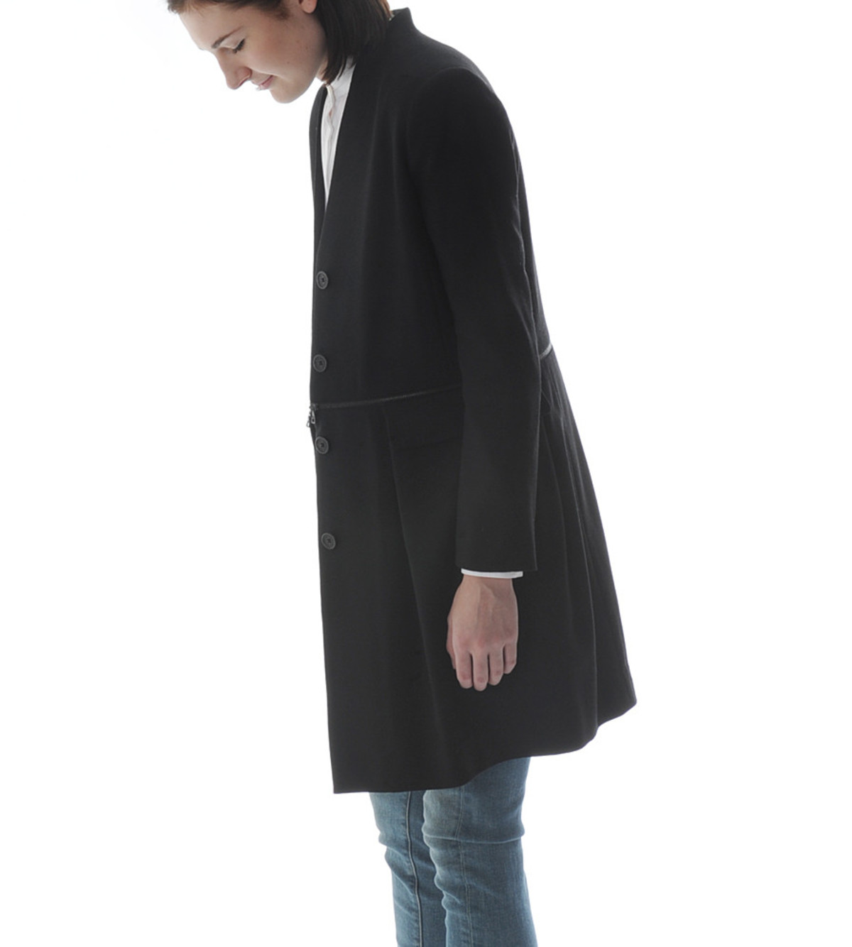 Public School Long Jacket with Waist Zipper Garmentory