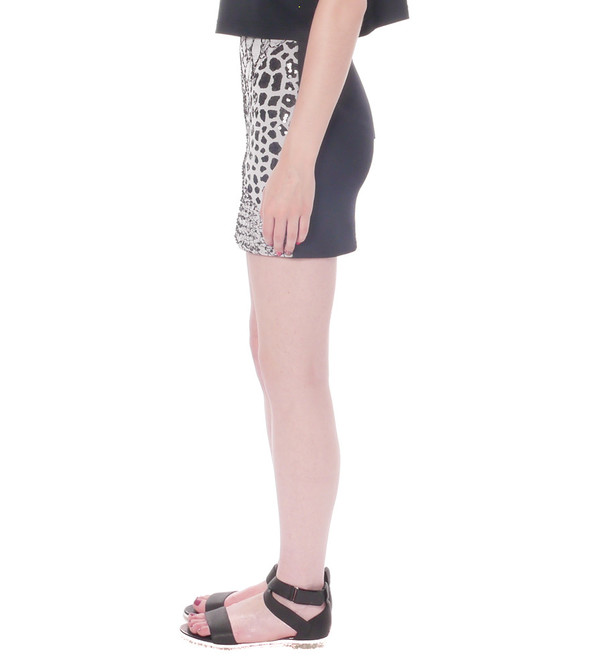 Shakuhachi Marble/Animal Print Neoprene Skirt Shakuhachi Marble/Animal Print Neoprene Skirt