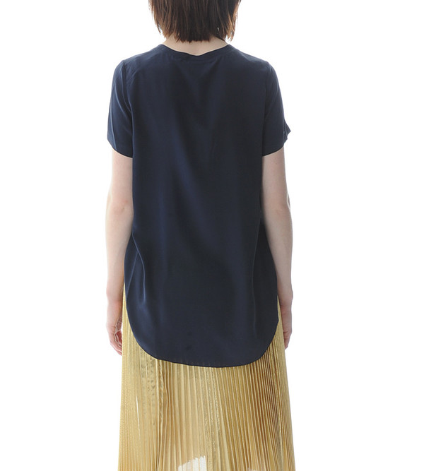 3.1 Phillip Lim Navy T-Shirt with Overlapped Side Seams 3.1 Phillip Lim Navy T-Shirt with Overlapped Side Seams