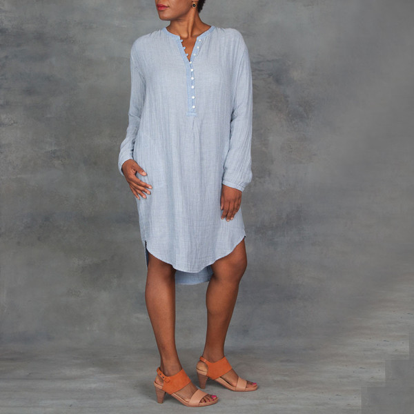Xirena Dual Striped Gauze Sloan Dress in Mercury Xirena Dual Striped Gauze Sloan Dress in Mercury