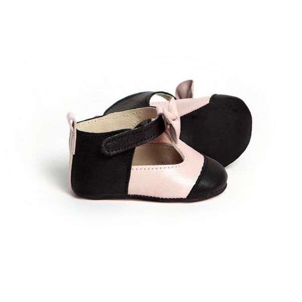 Little Lulu's Pink and Black Matilda T-Bars with Bows Little Lulu's Pink and Black Matilda T-Bars with Bows
