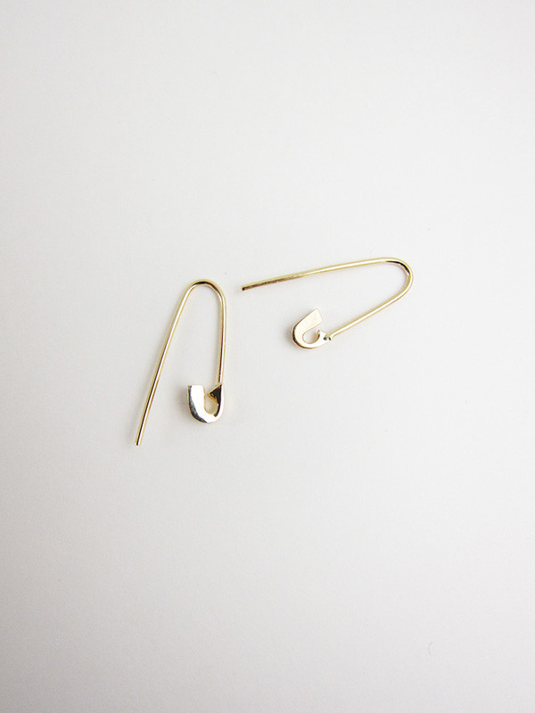 Lauren Klassen Tiny Safety Pin Hook Earrings, 14k gold Lauren Klassen Tiny Safety Pin Hook Earrings, 14k gold