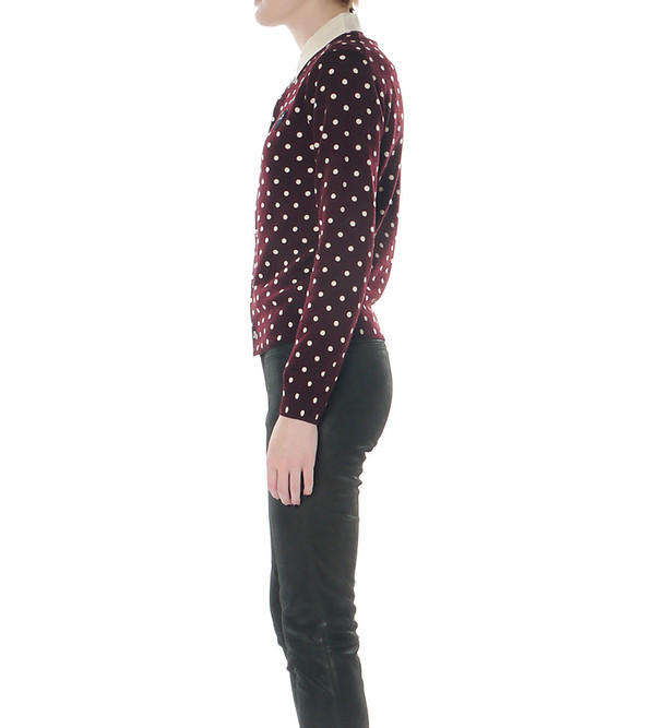 Comme Des Garcons Play Purple Polka Dot Cardigan Comme Des Garcons Play Purple Polka Dot Cardigan