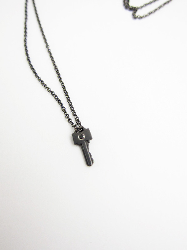 Lauren Klassen Tiny Key Necklace with Diamond Lauren Klassen Tiny Key Necklace with Diamond