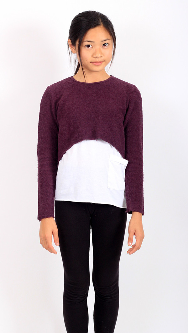 Kid's Mimobee Sassy Crop Sweat - Grape Kid's Mimobee Sassy Crop Sweat - Grape
