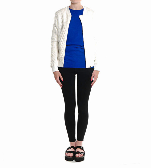Lot 78 Quilted Bomber Jacket in Winter White Lot 78 Quilted Bomber Jacket in Winter White