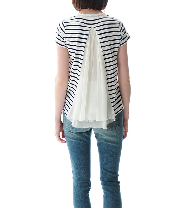 Sacai Luck Striped T-shirt with Satin Back Sacai Luck Striped T-shirt with Satin Back